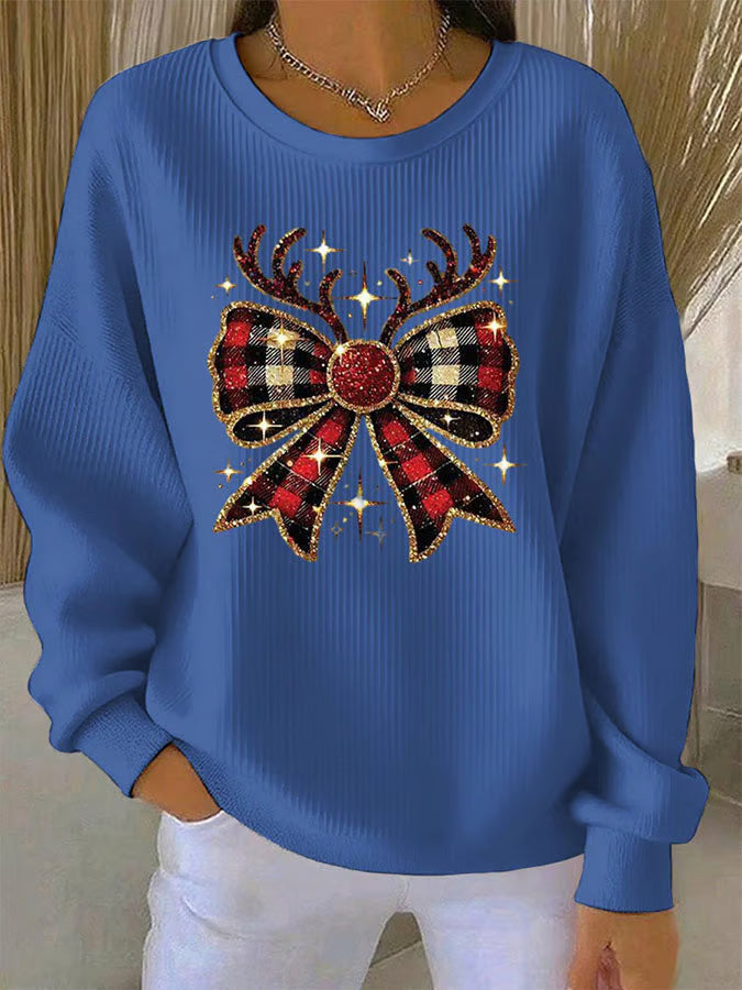 Elin - Bow Pattern Christmas Sweater
