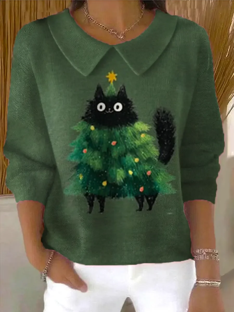 Fenna - Cat and Christmas Tree Sweater