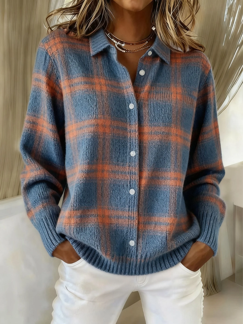 Mira - Checked Knit Blouse
