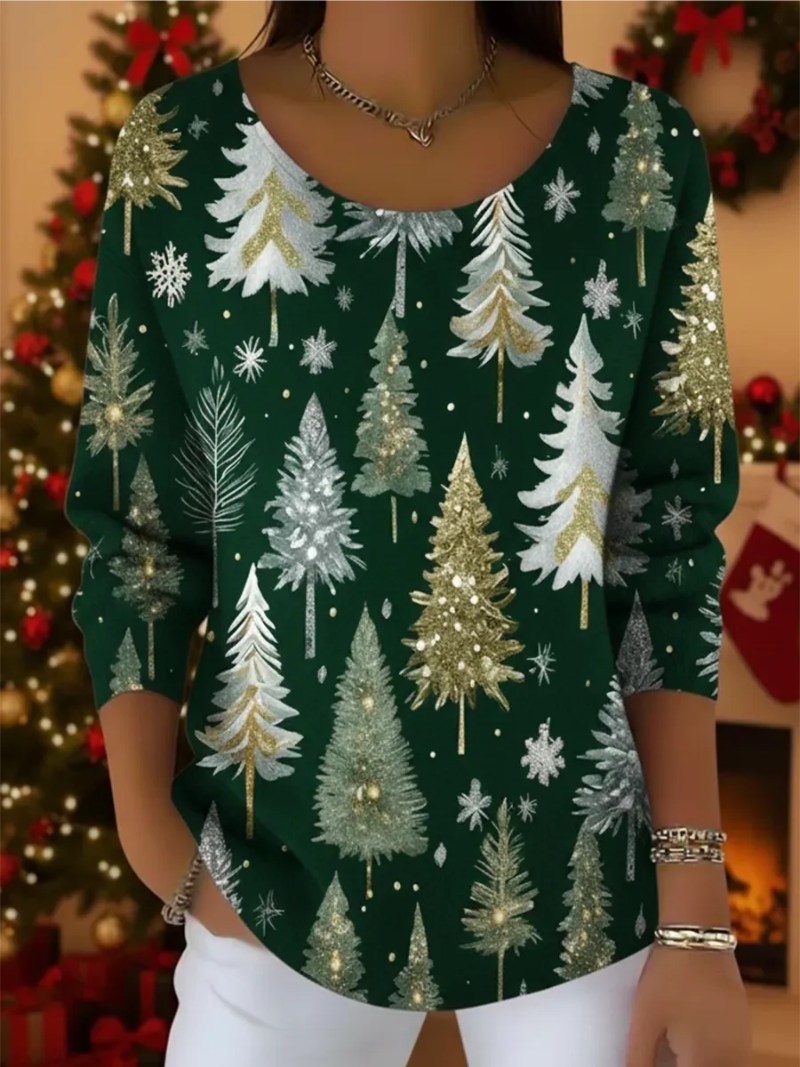Noelle - Pine Print Christmas Sweater