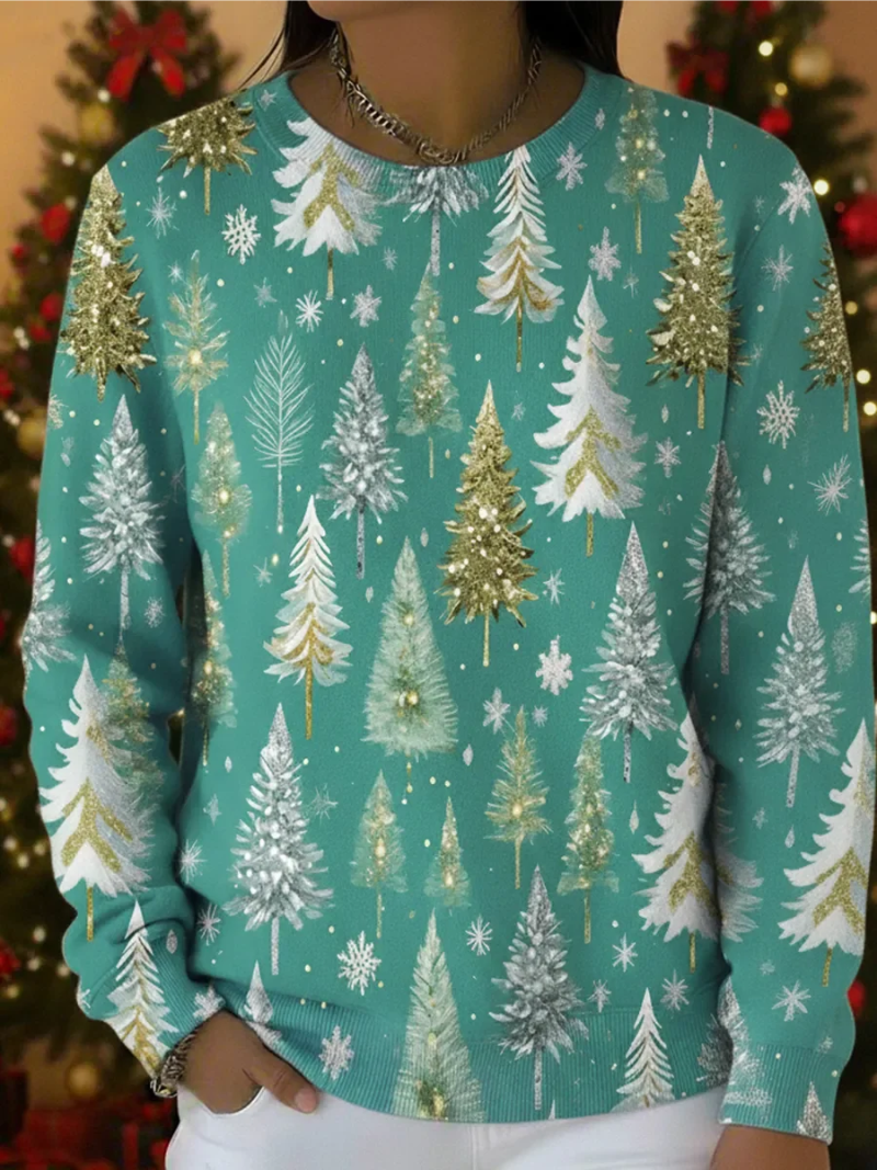 Mila - Pine Print Christmas Sweater