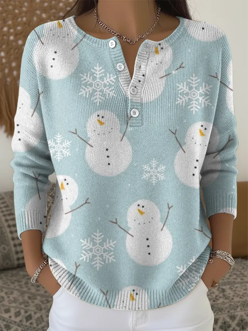 Lena - Snowman Print Christmas Sweater