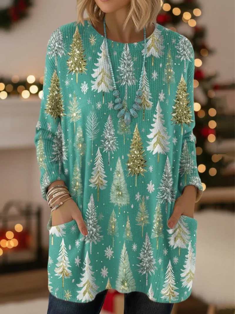 Livia - Pine Print Christmas Sweater