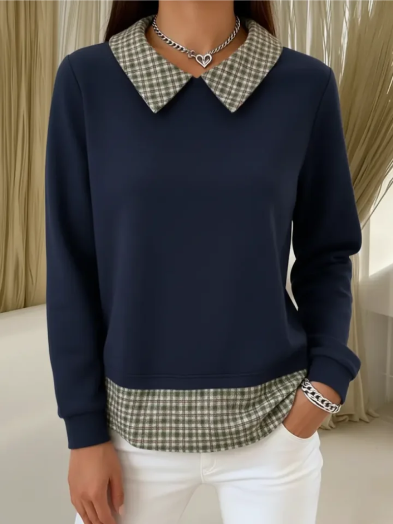Maura - Checked Collar Knit Sweater