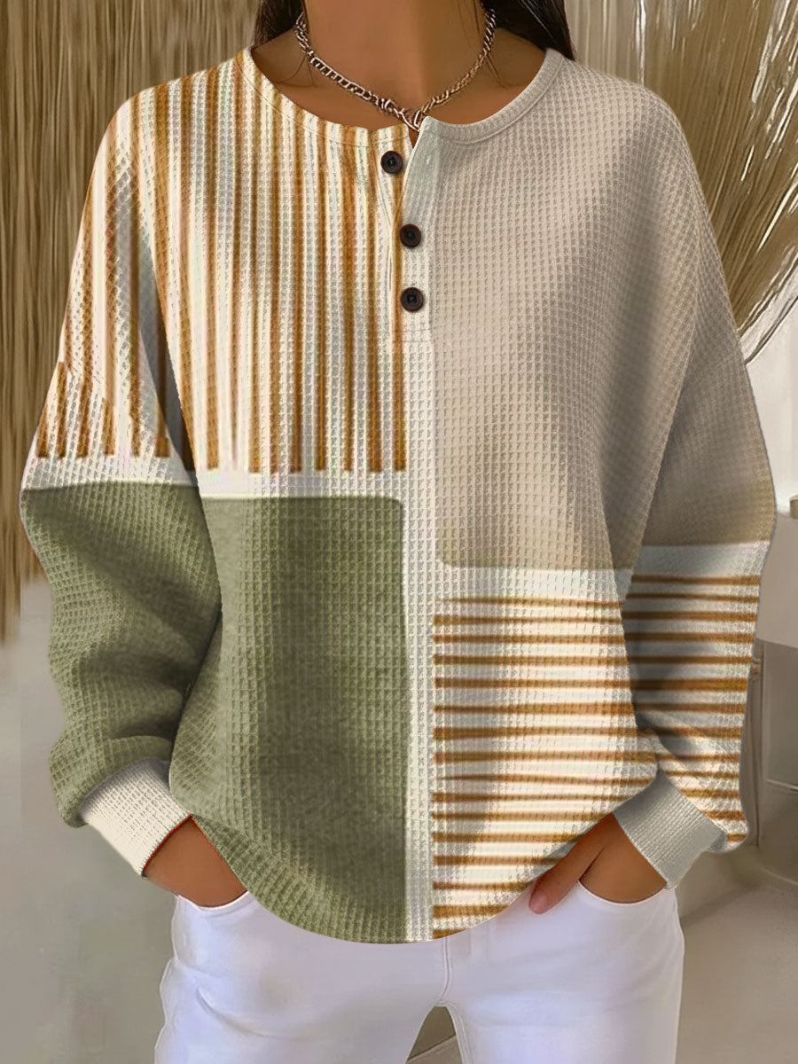 Sofie - Colorblock Button-Neck Sweater