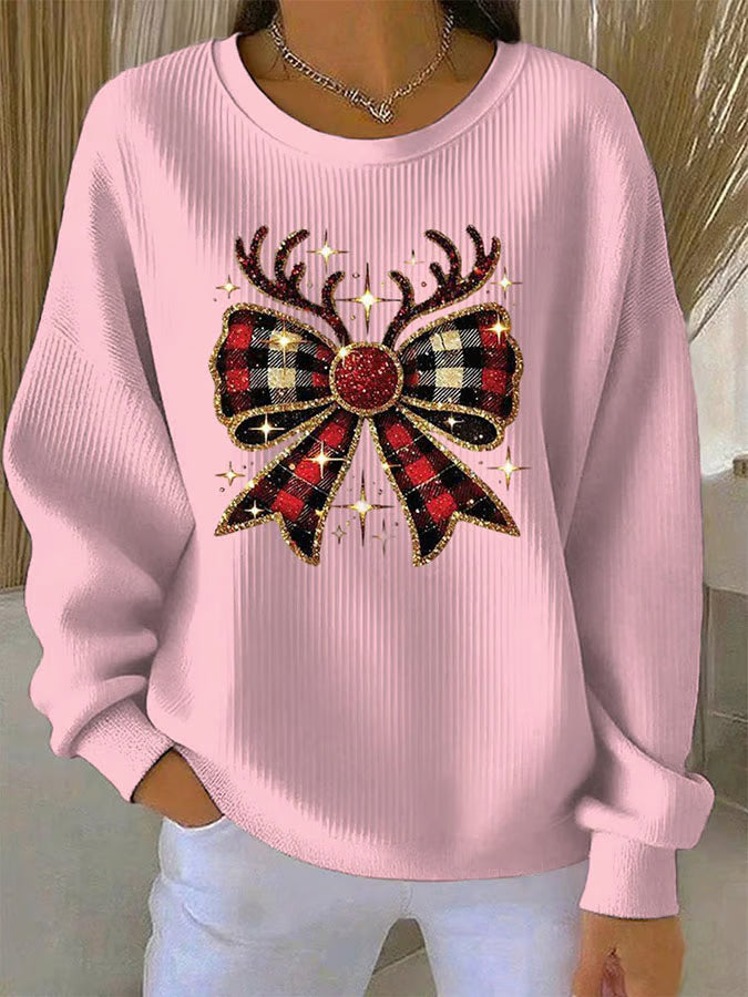 Elin - Bow Pattern Christmas Sweater