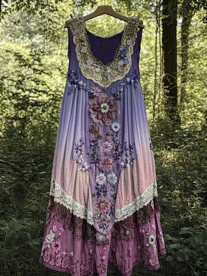 Evabella - Patchwork Linen Tank Dress