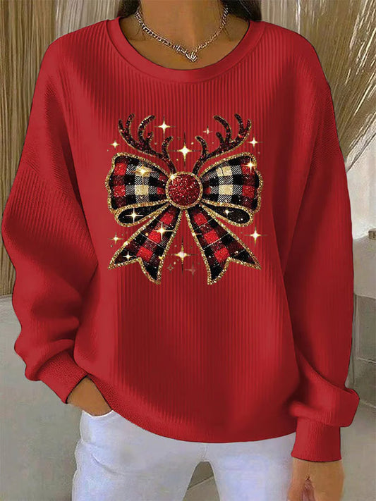 Elin - Bow Pattern Christmas Sweater