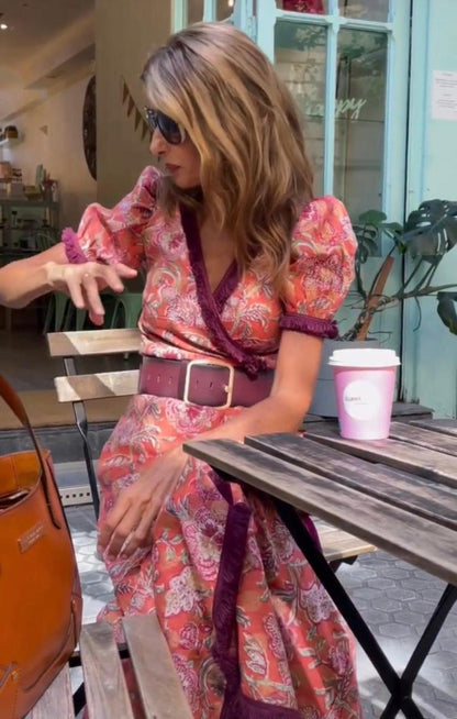 Pink Short-Sleeve Maxi Dress