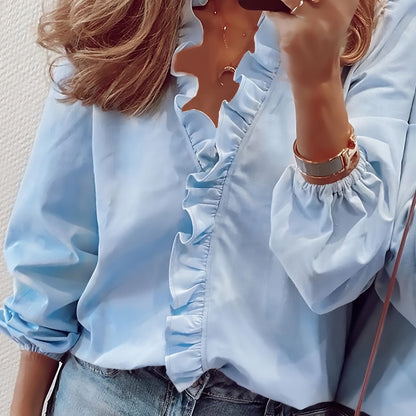 Maisy - Ruffled V-Neck Blouse