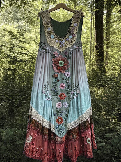 Evabella - Patchwork Linen Tank Dress