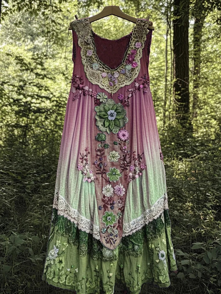 Evabella - Patchwork Linen Tank Dress