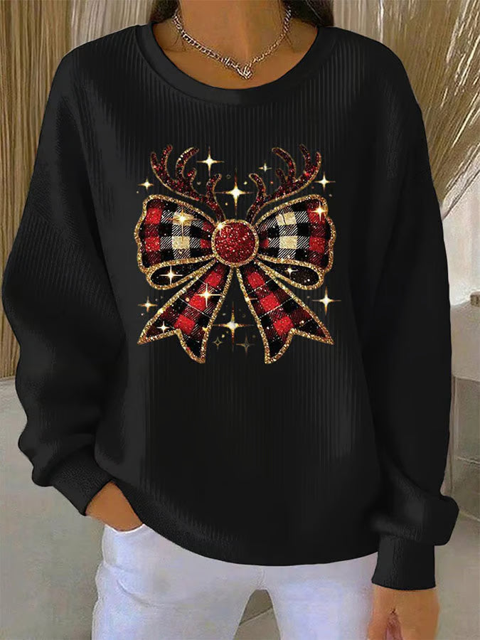 Elin - Bow Pattern Christmas Sweater