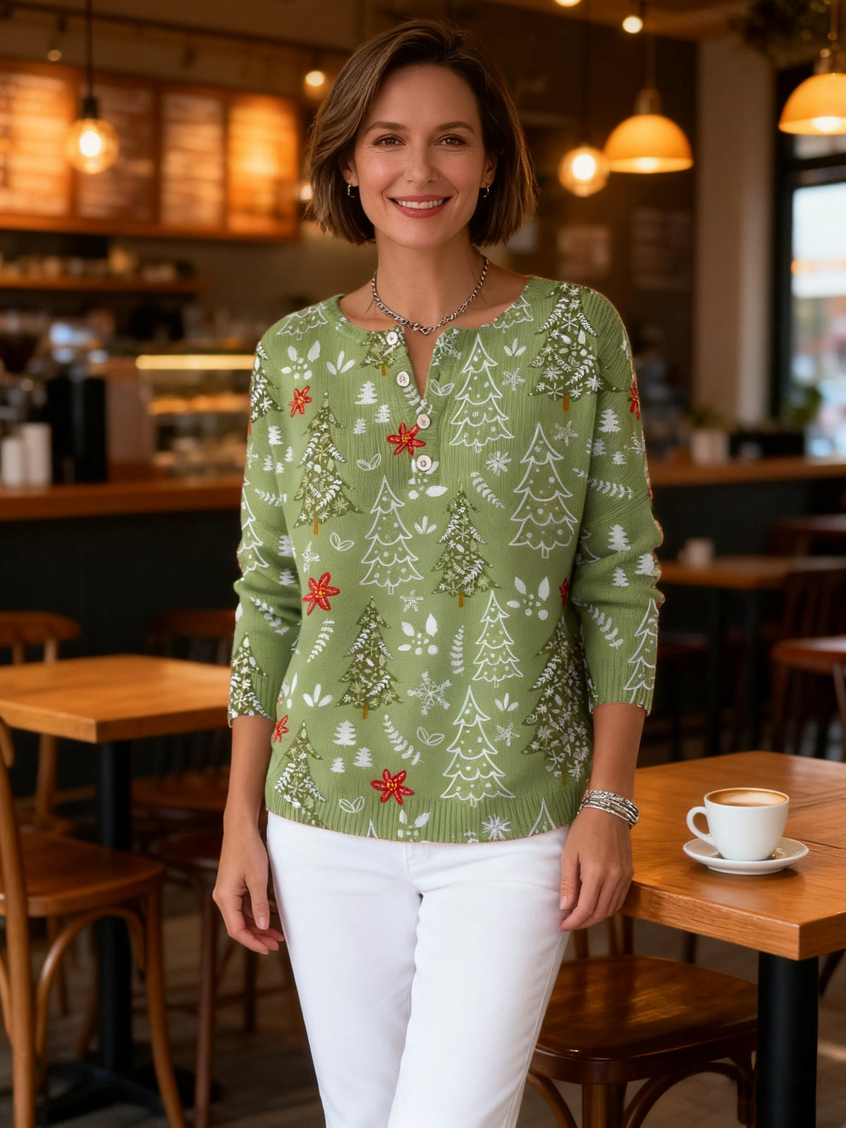 Sofie - Christmas Sweater with Buttons