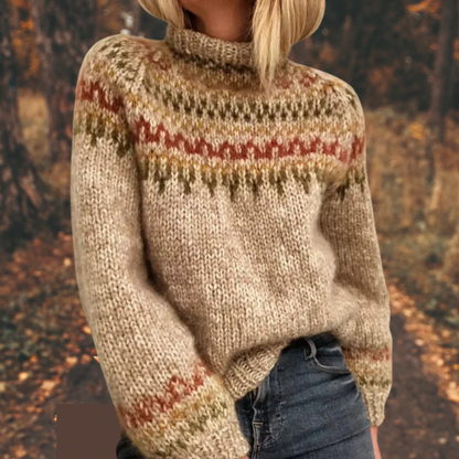 Maud - Patterned Neckline Knit Sweater