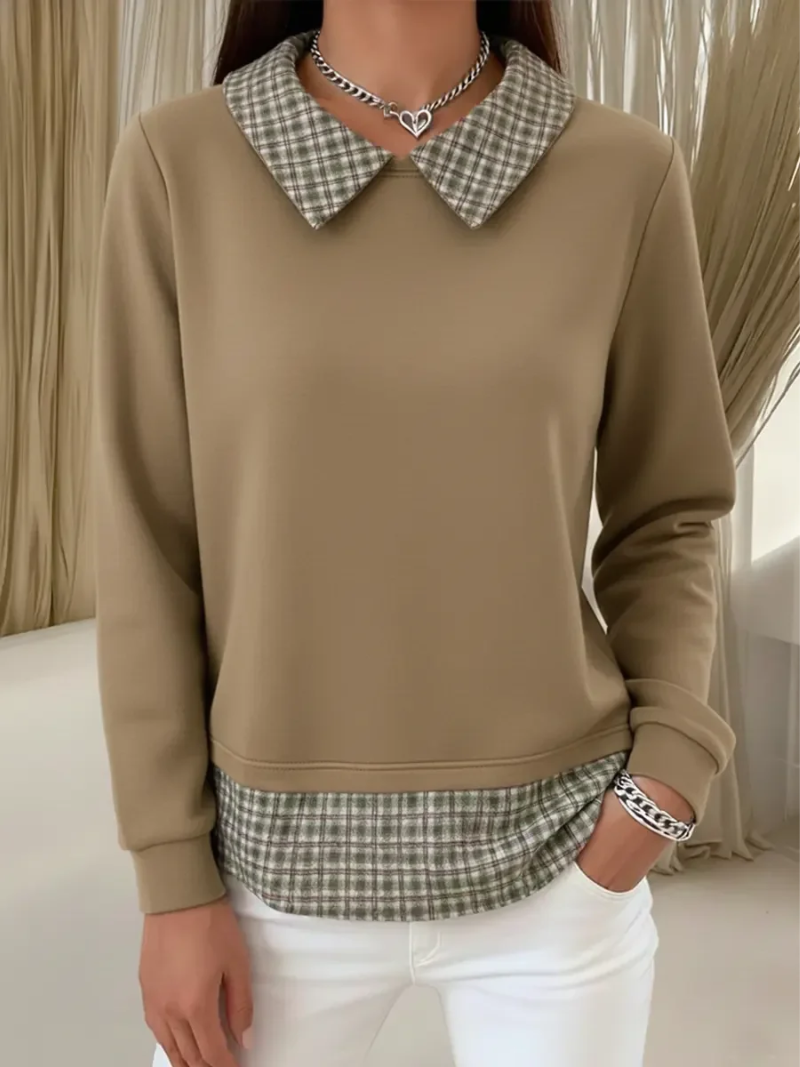 Maura - Checked Collar Knit Sweater