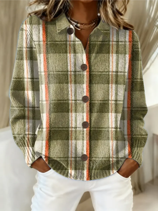 Noor - Green Checked Button-Up Blouse