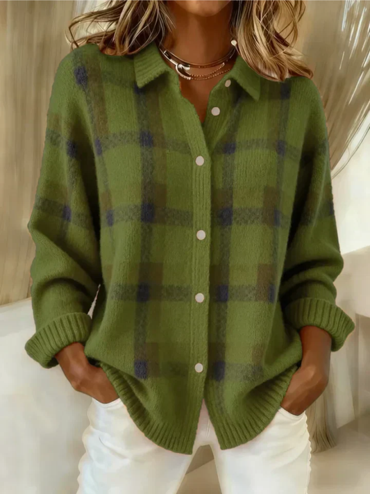 Elena - Checked Knit Blouse