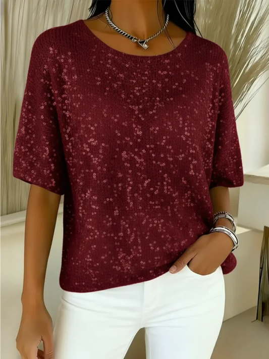 Livia - Shimmer Short-Sleeve Top