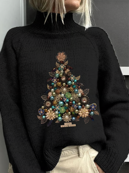 Livia - Christmas Tree Print Sweater