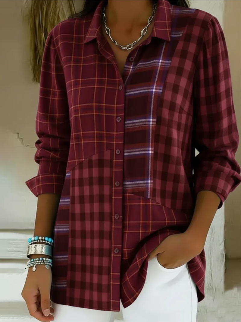 Livia - Checked Button-Up Blouse
