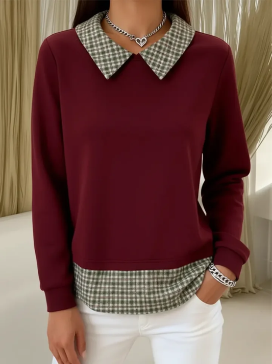 Maura - Checked Collar Knit Sweater