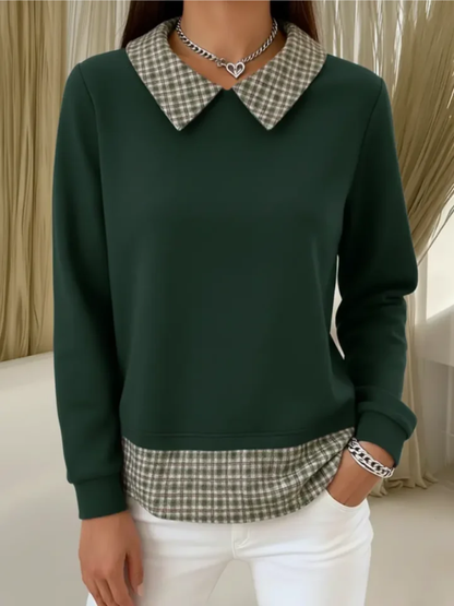 Maura - Checked Collar Knit Sweater