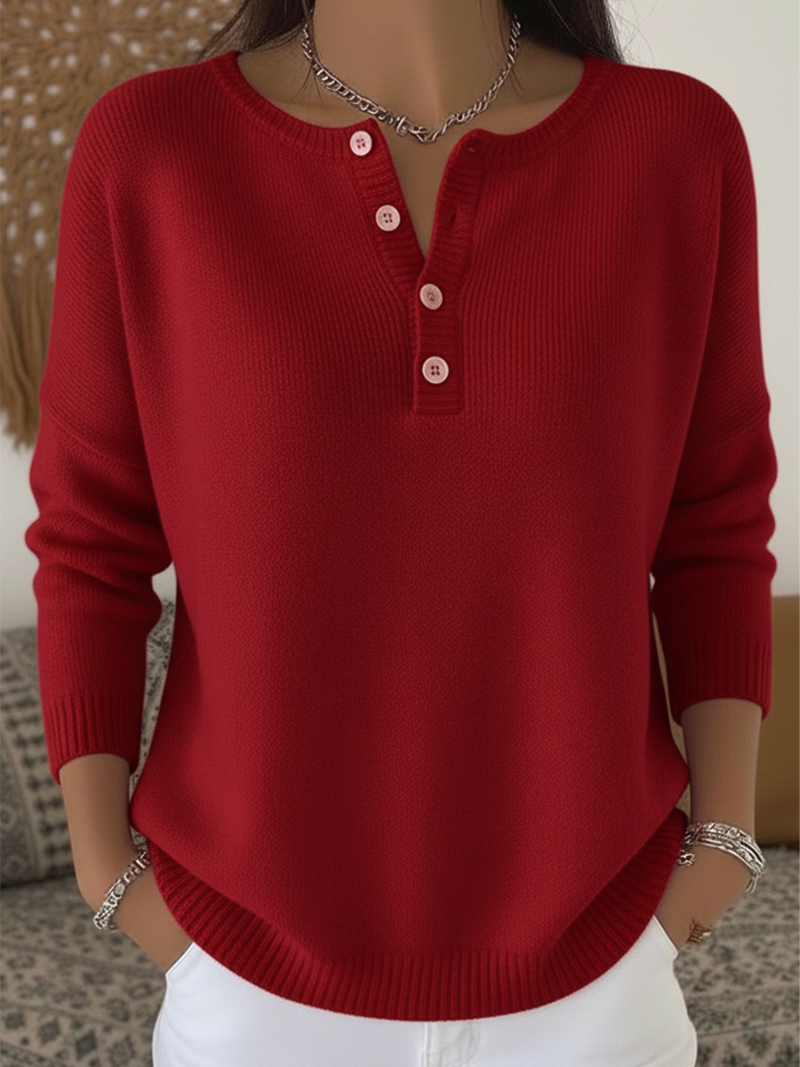 Nora - Button-Neck Knit Sweater