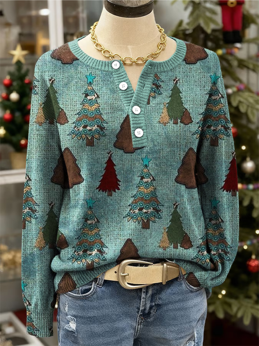 Elena - Christmas Tree Print Sweater