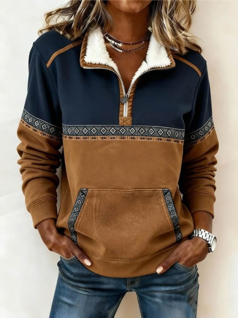 Rosa - Half-Zip Sweater with Front Pocket