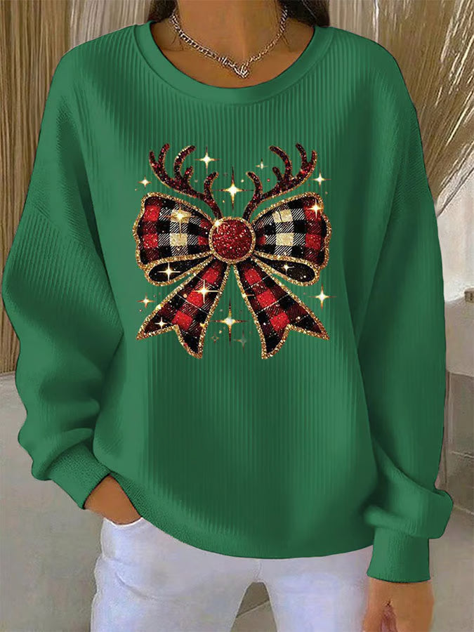 Elin - Bow Pattern Christmas Sweater