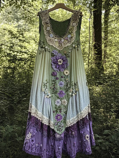 Evabella - Patchwork Linen Tank Dress