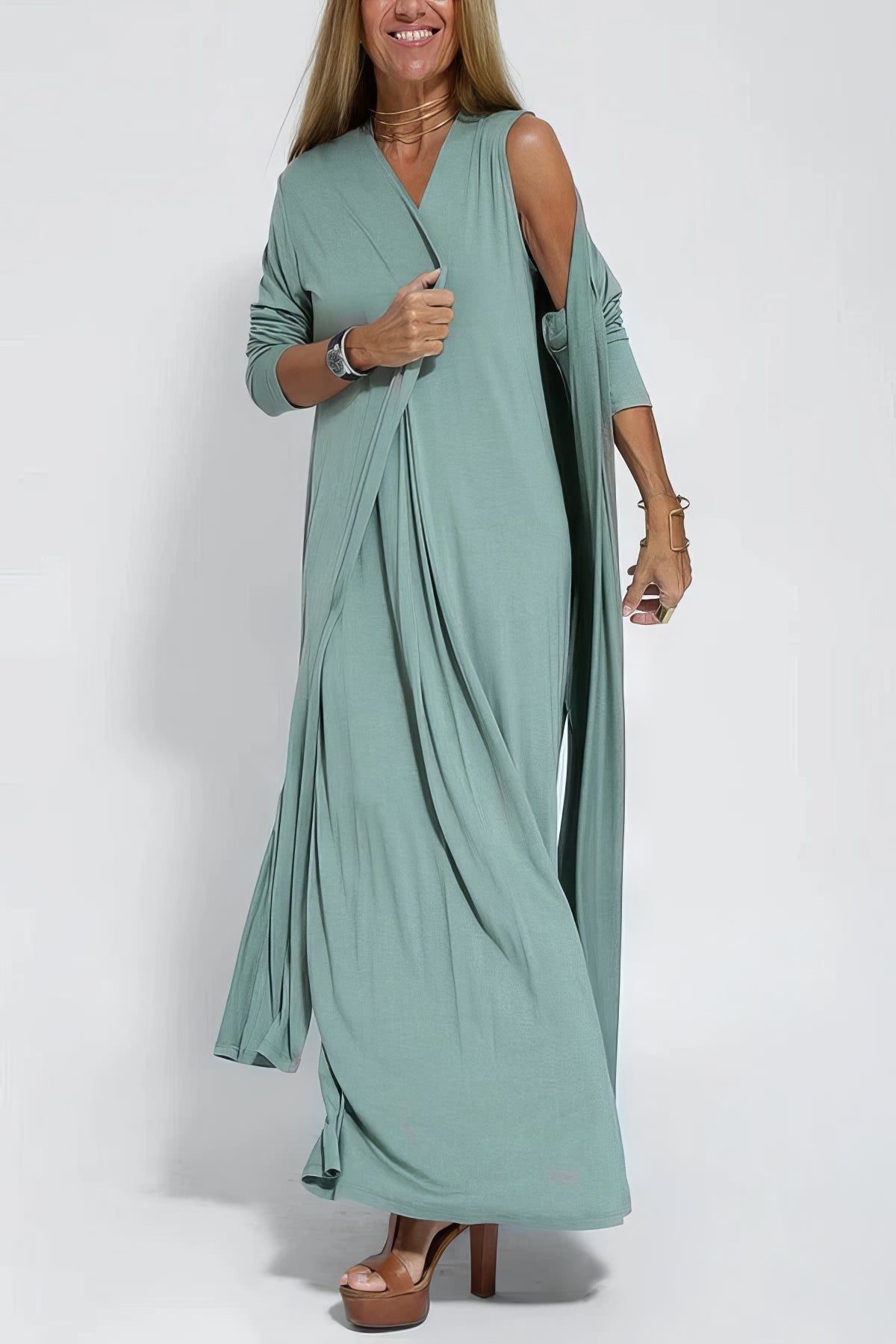 Elise - Maxi Dress and Matching Cardigan Set